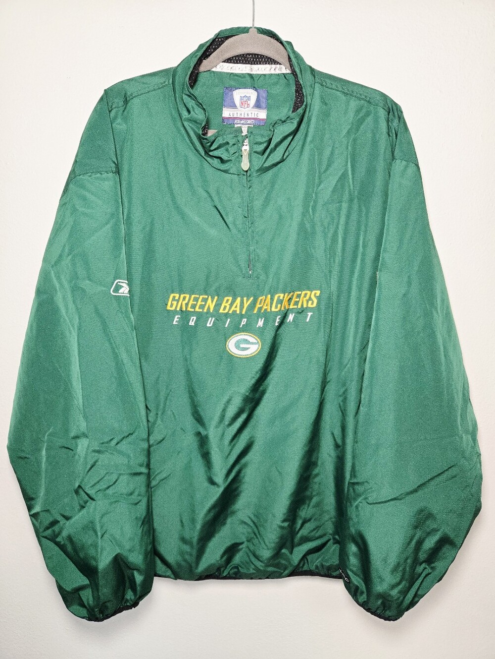 Reebok NFL Green Bay Packers Authentic Equipment 1/4 Zip Jacket Pullover Mens XL
